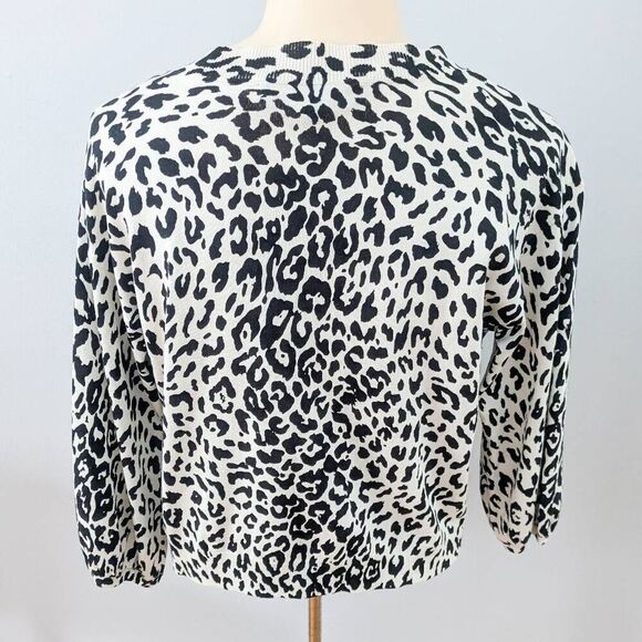 Josephine Chaus Petites Leopard Print Silk Cardigan Sweater - Picture 2 of 3